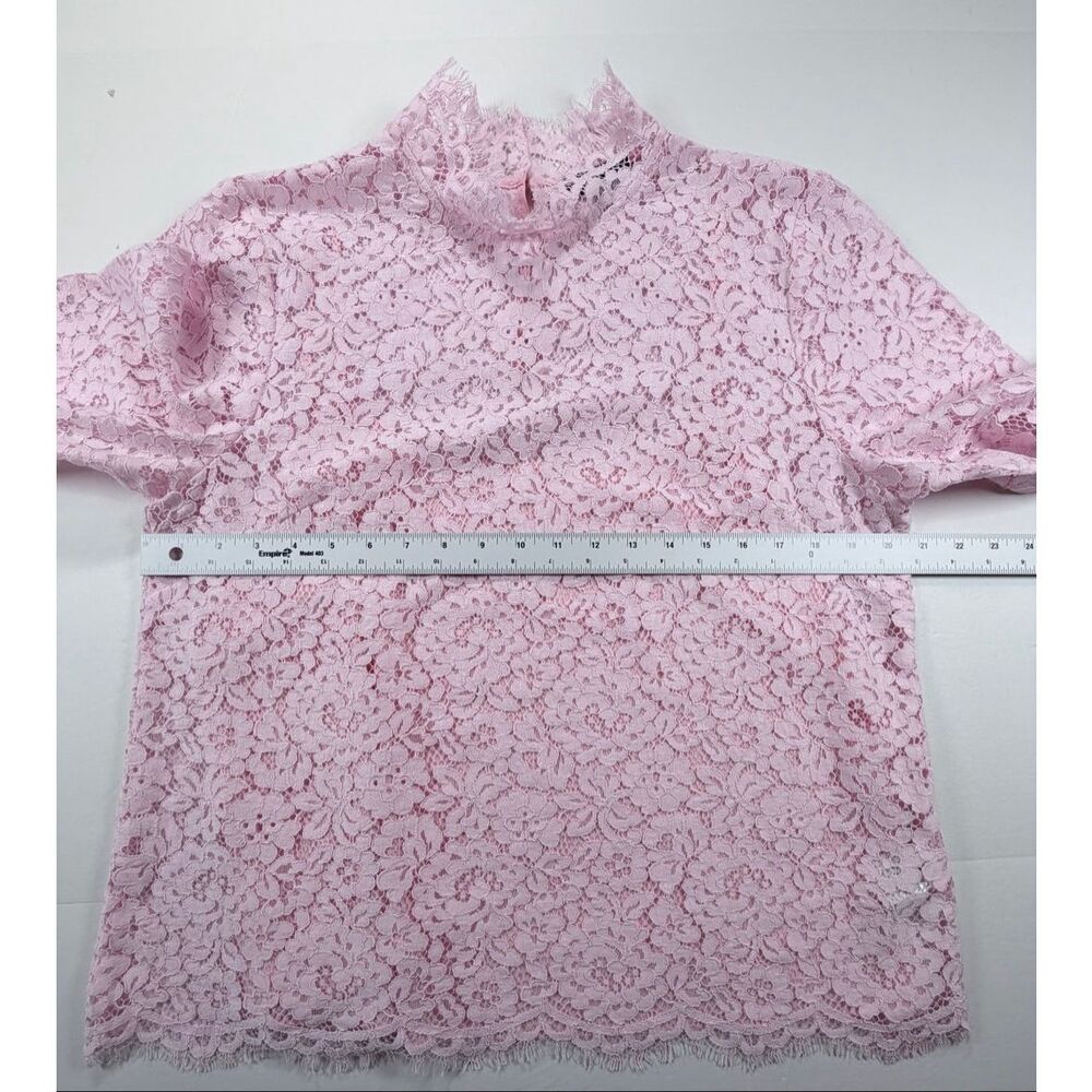J.Crew Scalloped Lace Mockneck Top Pink Floral Lined Womens Size 12 Blouse NWOT - Picture 8 of 10